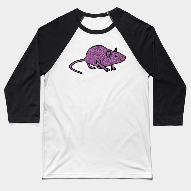 Purple Metallic Effect Rat Line Drawing Baseball T-Shirt by ellenhenryart